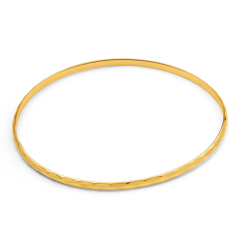 9ct Yellow Gold Faceted Bangle - Image 2