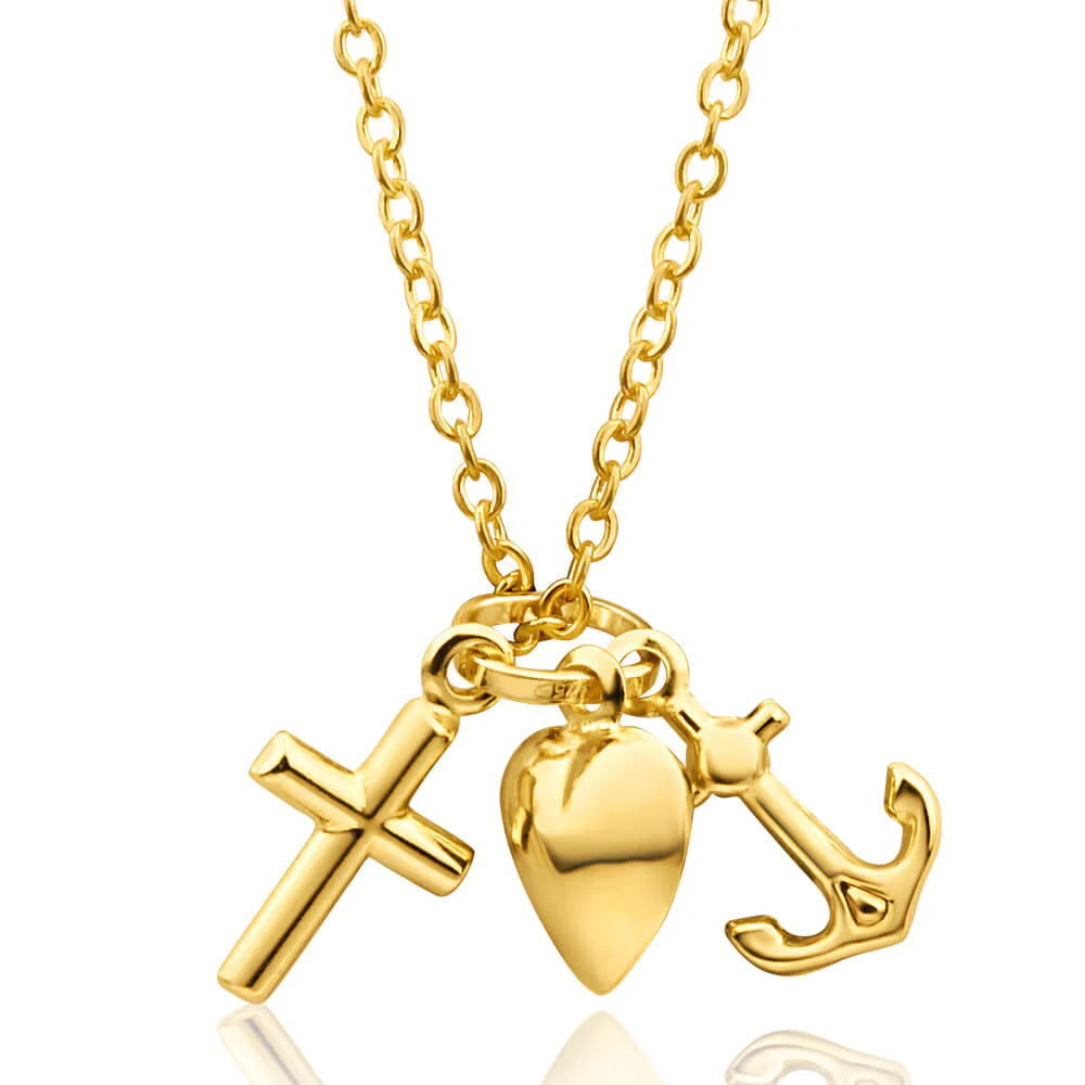 9ct Yellow Gold Faith Hope & Charity Pendant - Image 2