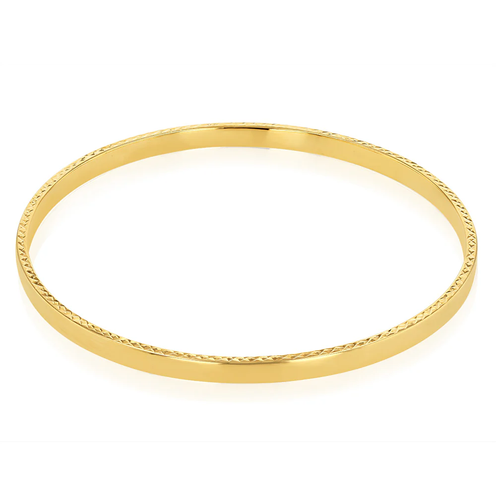 9ct Yellow Gold Fancy 65mm Hollow Bangle - Image 2