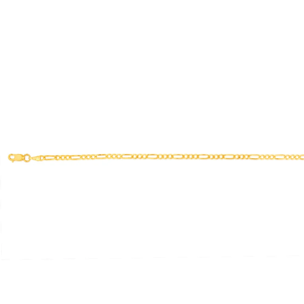 9ct Yellow Gold Fancy 70 Gauge 27cm Figaro 1:3 Anklet - Image 2