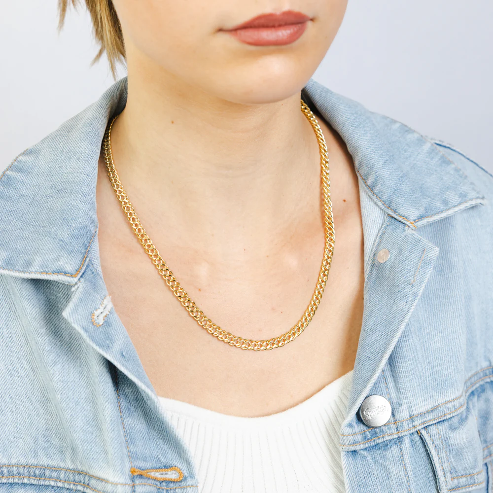 9ct Yellow Gold Fancy Double Curb 100 Gauge 50cm Chain - Image 2