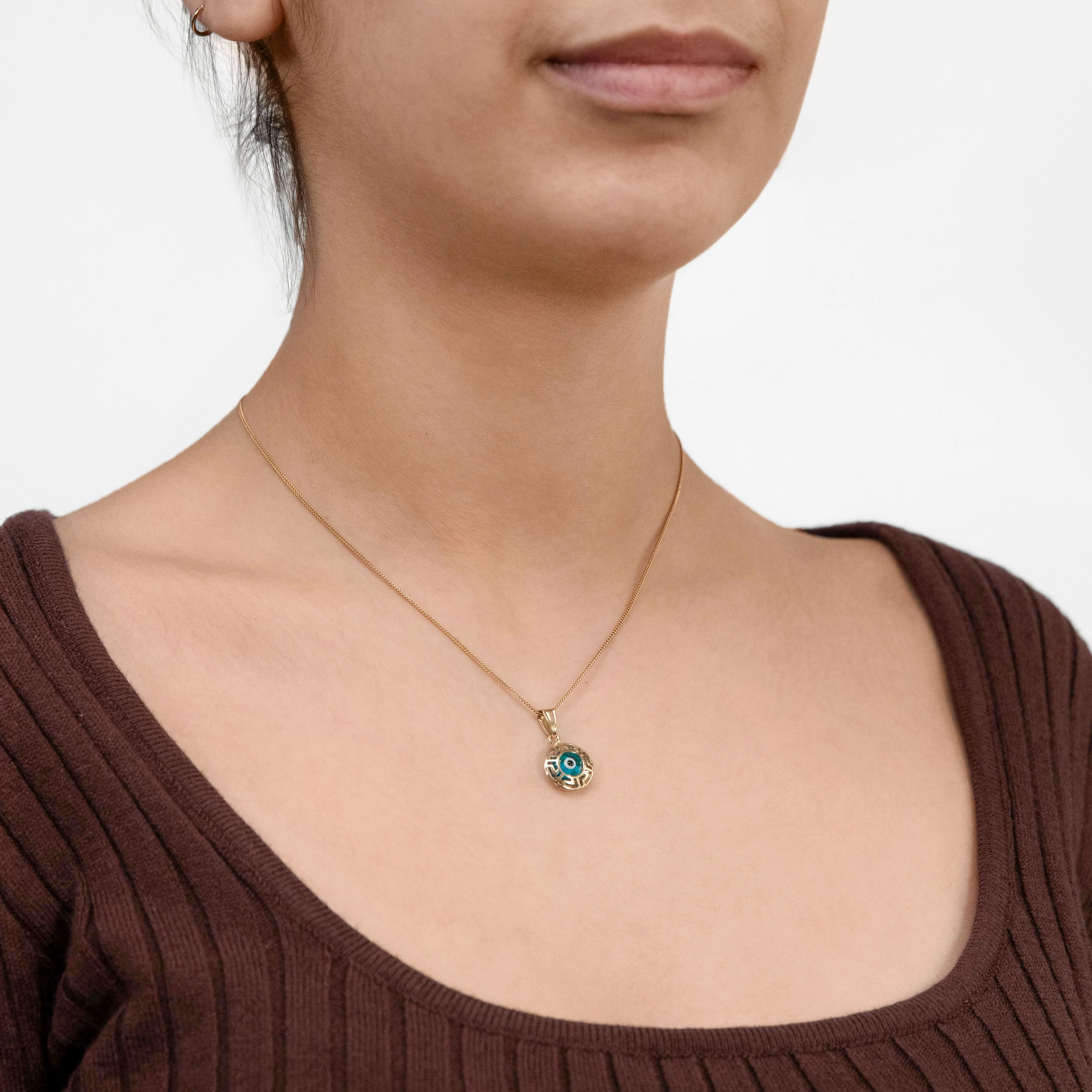 9ct Yellow Gold Fancy Evil Eye Pendant - Image 2