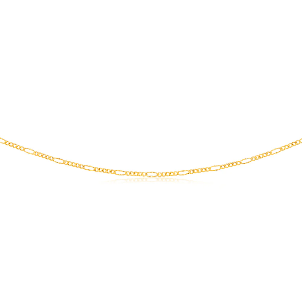 9ct Yellow Gold Fancy Figaro 45cm Chain - Image 2