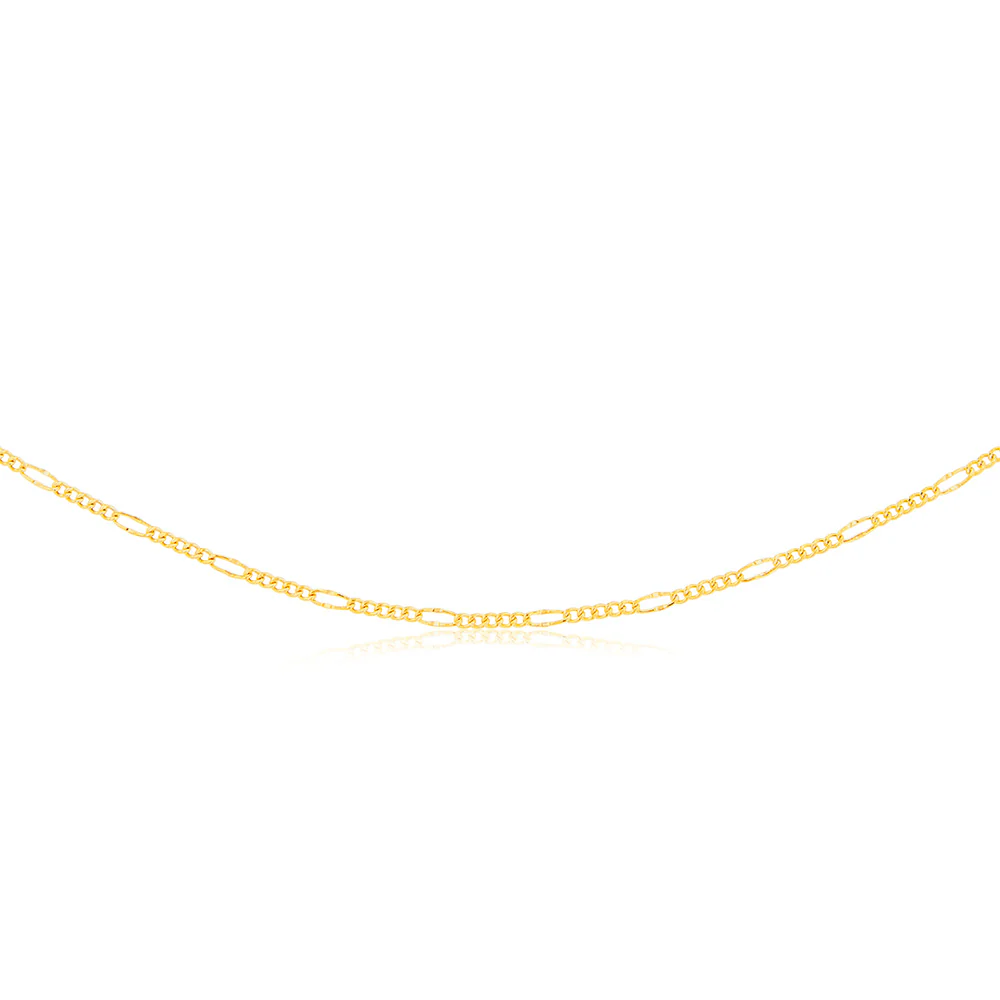 9ct Yellow Gold Fancy Figaro 45cm Chain - Image 3