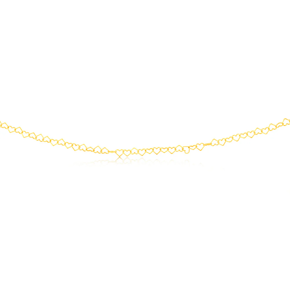 9ct Yellow Gold Fancy Heart 45cm Chain - Image 2