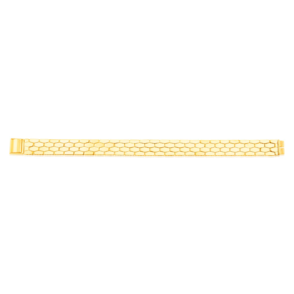 9ct Yellow Gold Fancy Honeycomb 19.7cm Bracelet - Image 2