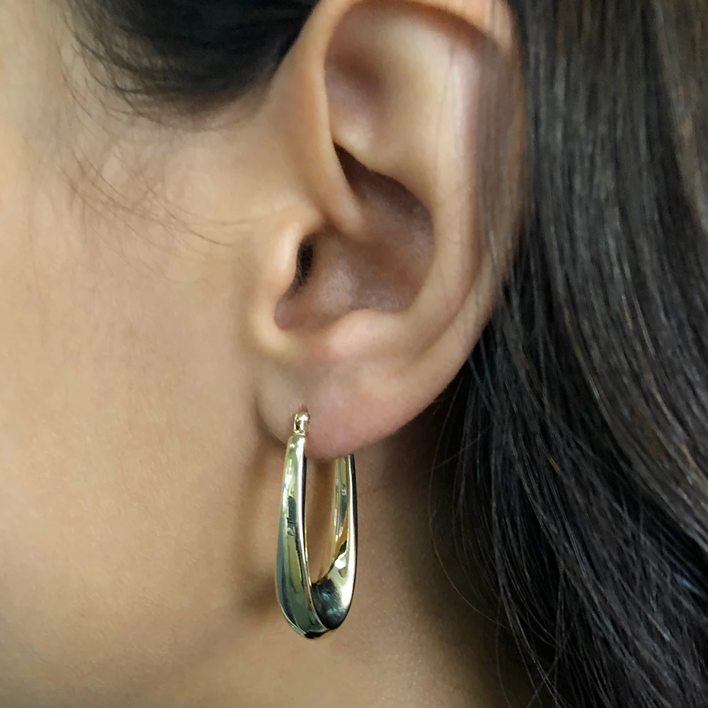 9ct Yellow Gold Fancy Hoop Earrings - Image 2