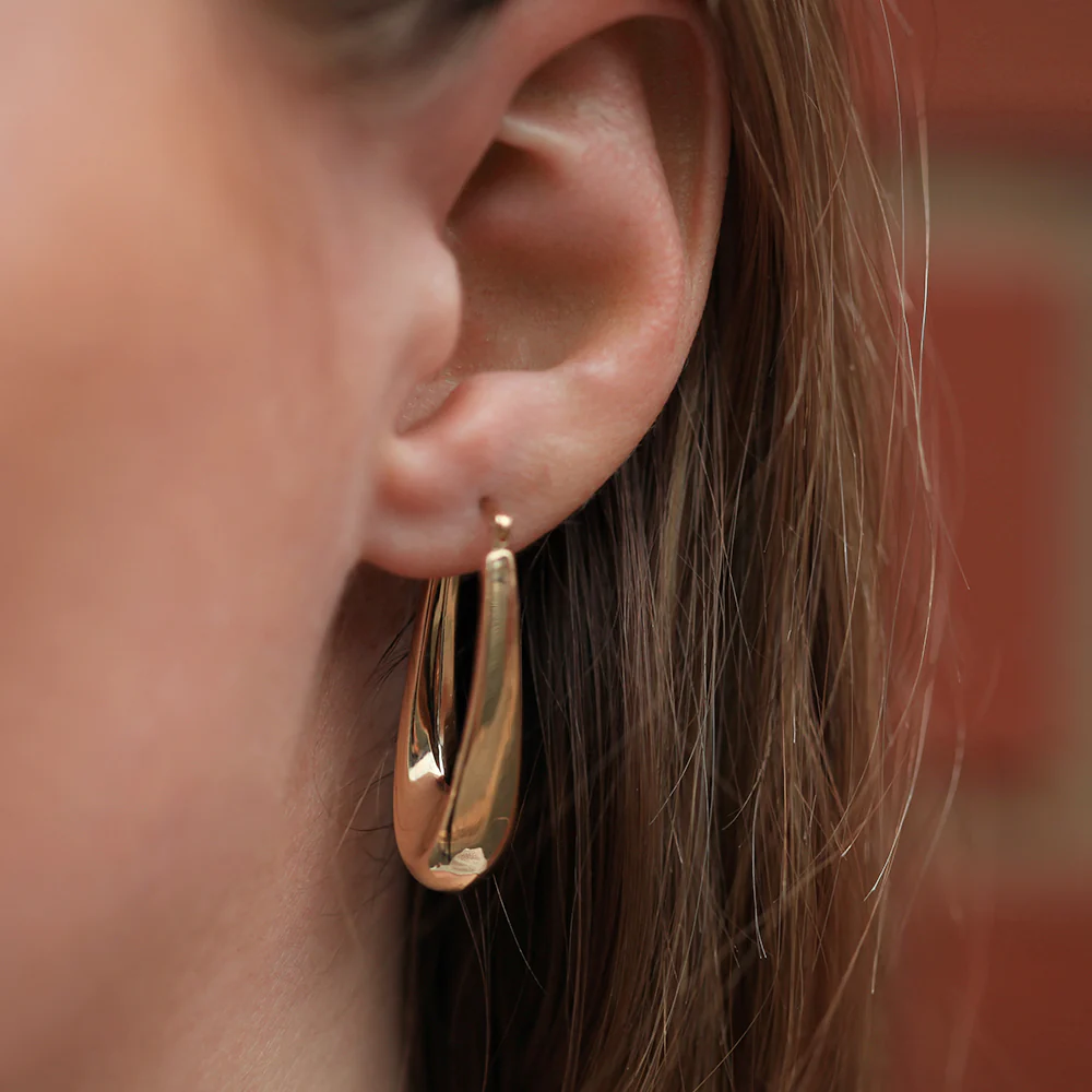 9ct Yellow Gold Fancy Hoop Earrings - Image 3