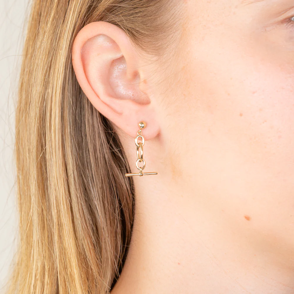 9ct Yellow Gold Fancy Links Drop Earrings - Image 2
