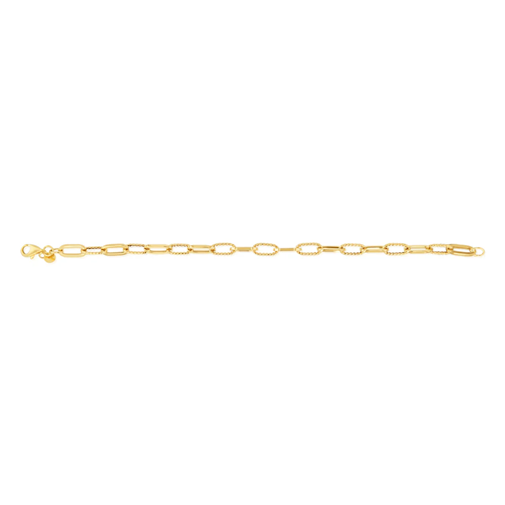 9ct Yellow Gold Fancy Paperclip 19cm Bracelet - Image 2