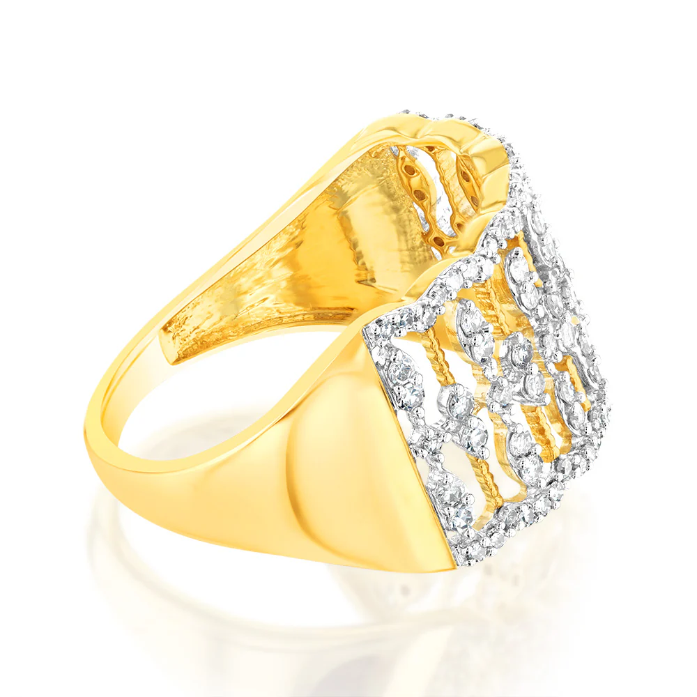 9ct Yellow Gold Fancy Ring in 0.40 Carat Natural Diamonds - Image 2