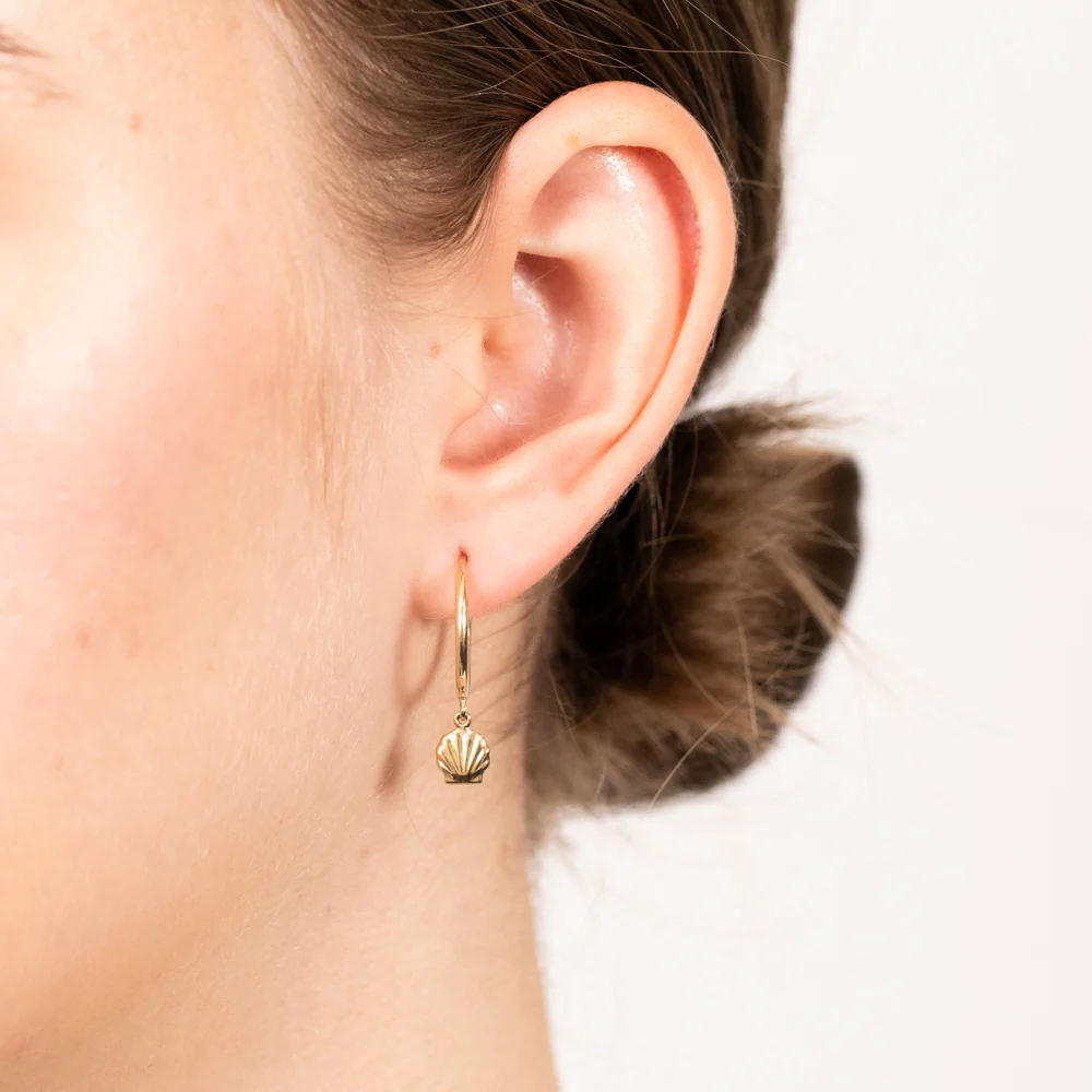 9ct Yellow Gold Fancy  Shell Earrings - Image 2
