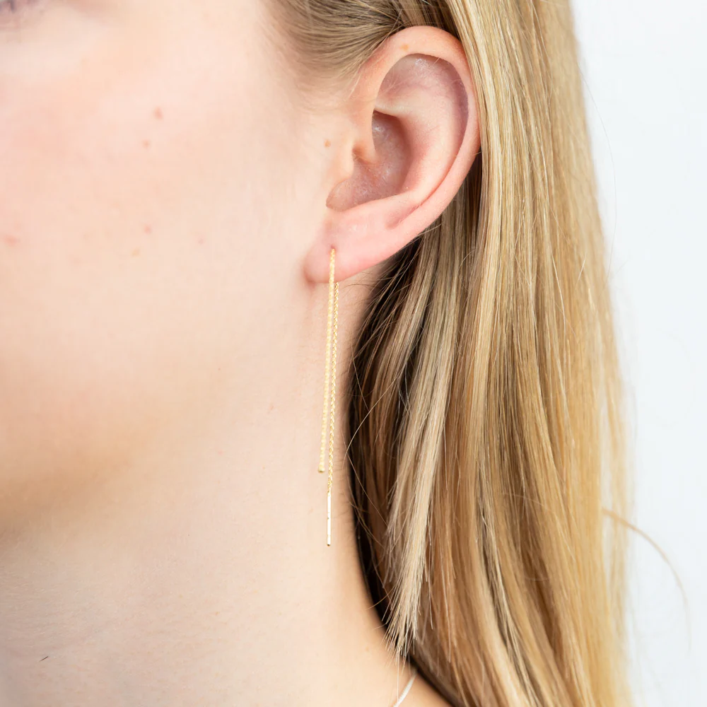 9ct Yellow Gold Fancy Threader Drop Earrings - Image 3