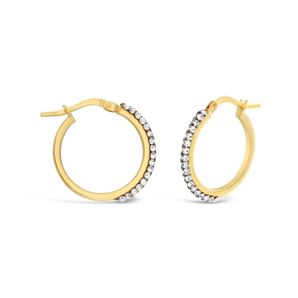 9ct Yellow Gold Filled 15mm Crystal Hoop Earrings - Image 2