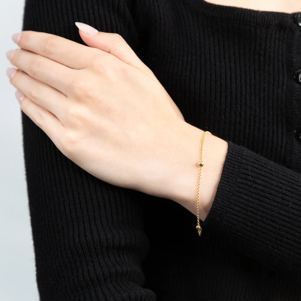 9ct Yellow Gold Filled 19cm Belcher Heart Charm Bracelet - Image 3