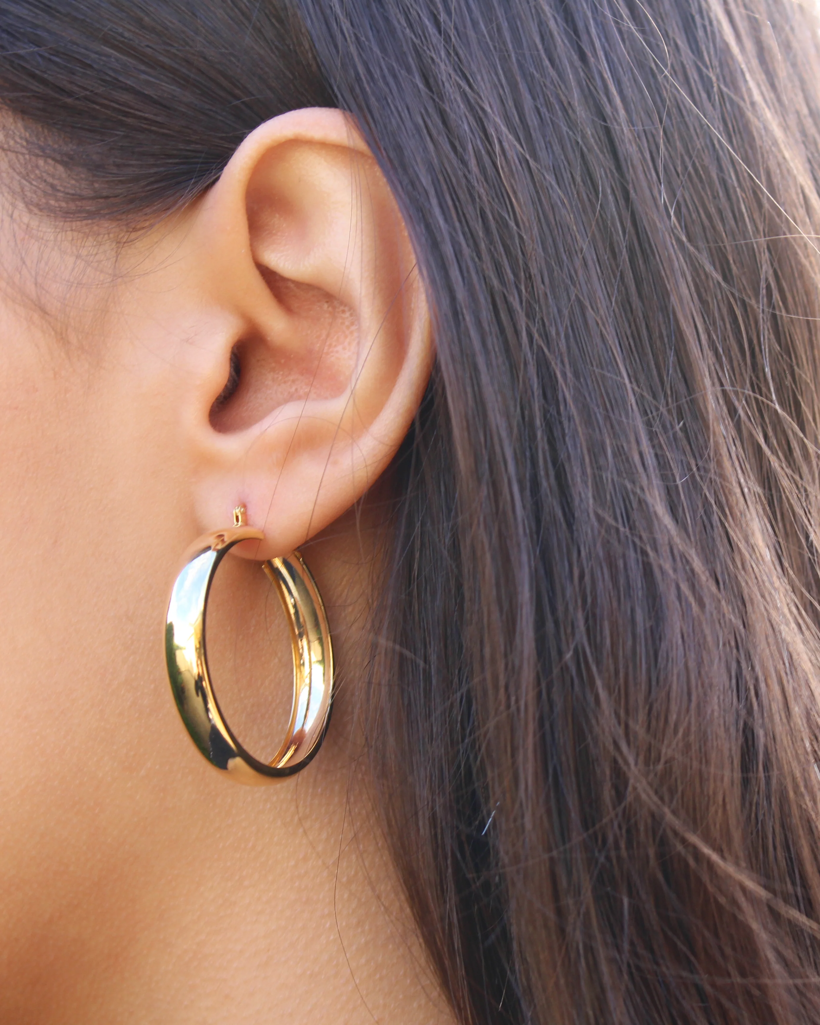 9ct Yellow Gold-Filled 30mm Hoop Earrings - Image 2