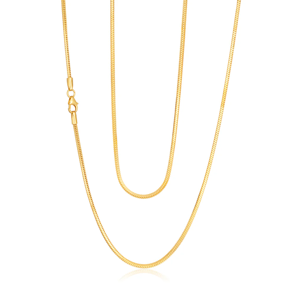 9ct Yellow Gold Filled 55cm Square Snake Chain - Image 2