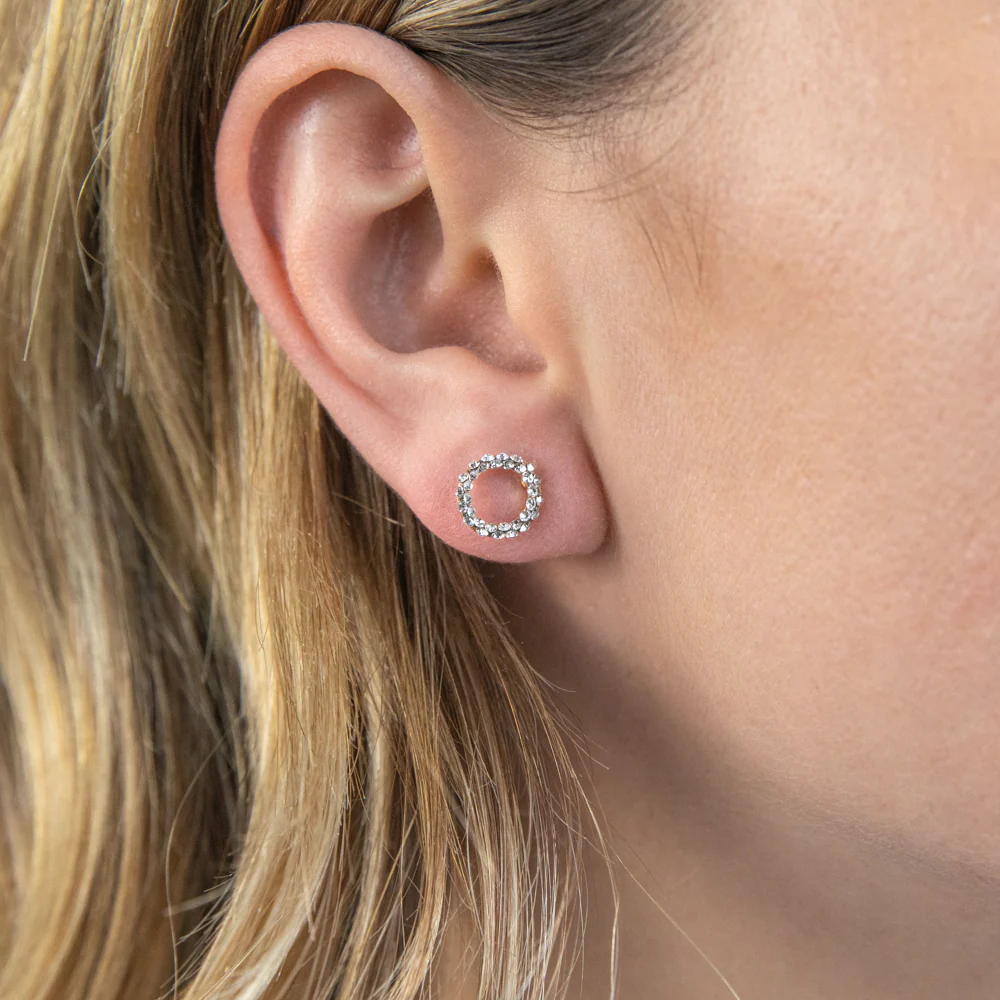 9ct Yellow Gold Filled Open Circle Crystal Stud Earrings - Image 2