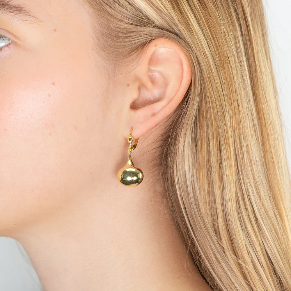9ct Yellow Gold Filled Plain Ball Drop Leverback Earrings - Image 2