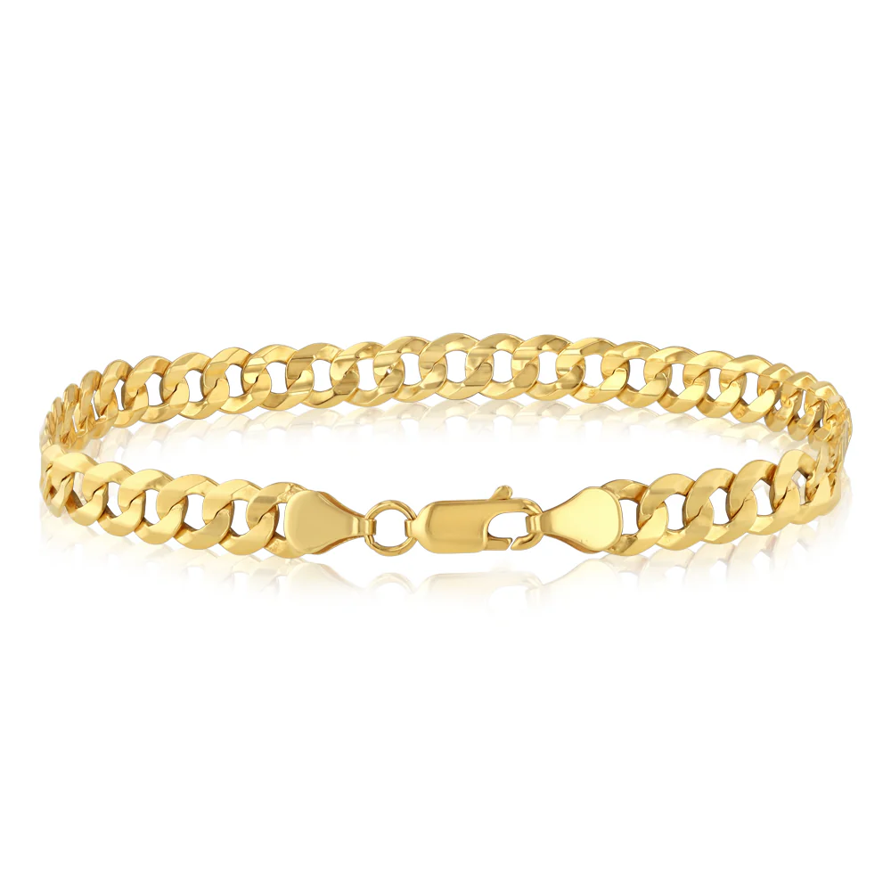 9ct Yellow Gold Flat Curb 160 Gauge 21cm Bracelet - Image 2