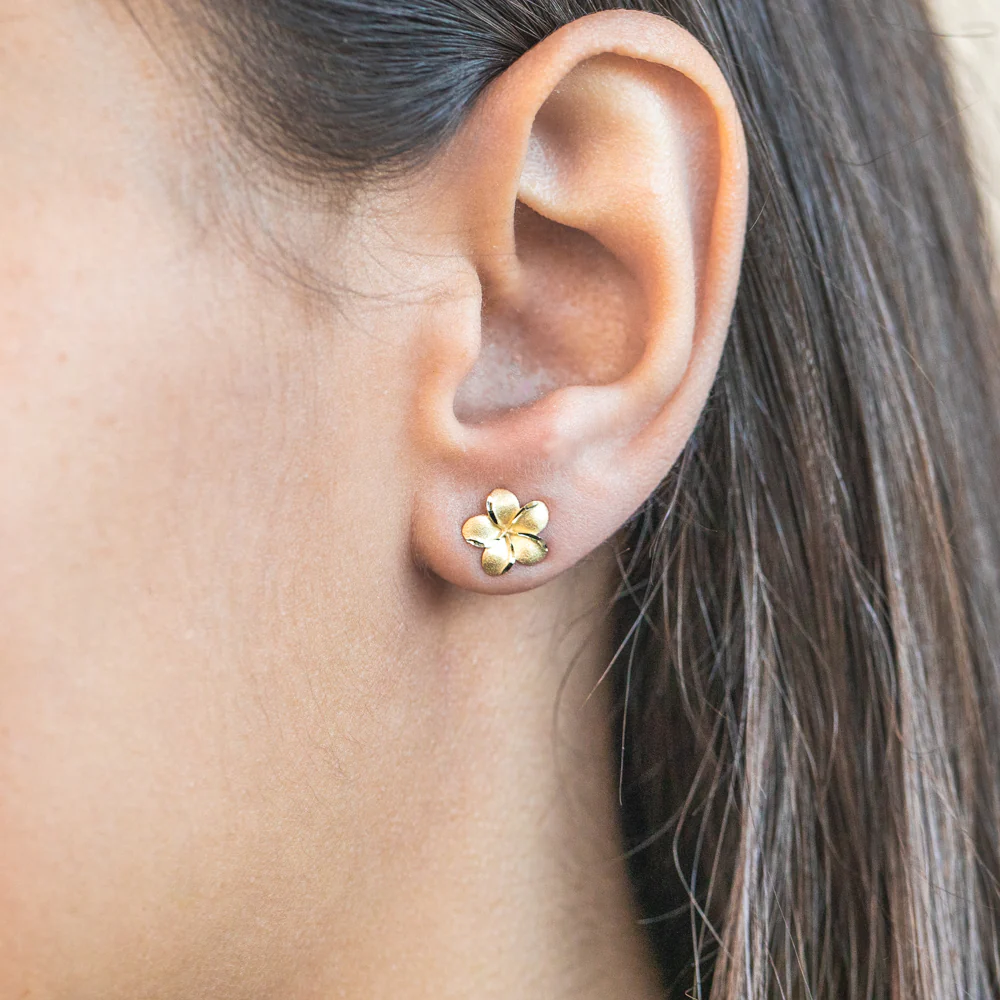 9ct Yellow Gold Flower Stud Earrings - Image 2
