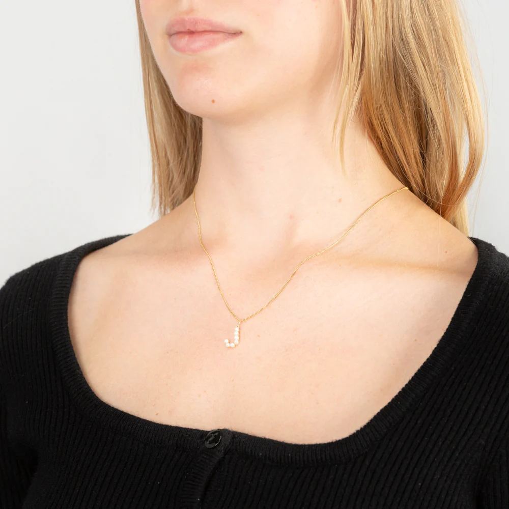 9ct Yellow Gold Fresh Water Pearl Mini Initial "J" Pendant - Image 2