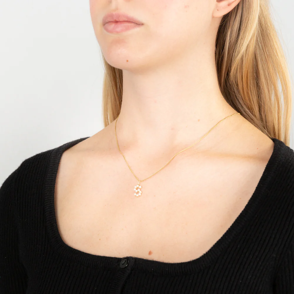 9ct Yellow Gold Fresh Water Pearl Mini Initial "S" Pendant - Image 2