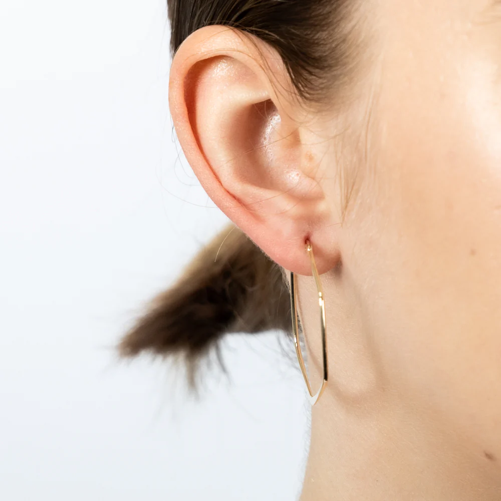 9ct Yellow Gold Geometric 30mm Hoop Earrings - Image 2