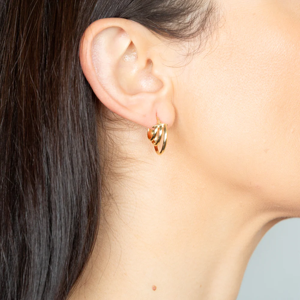 9ct Yellow Gold Gradient Hoop Earrings - Image 2