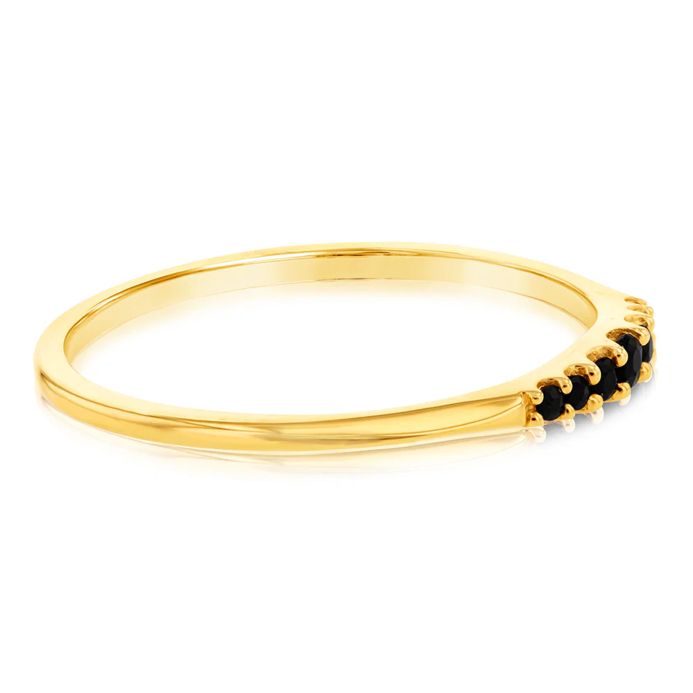 9ct Yellow Gold Graduating Natural Sapphire Ring - Image 3