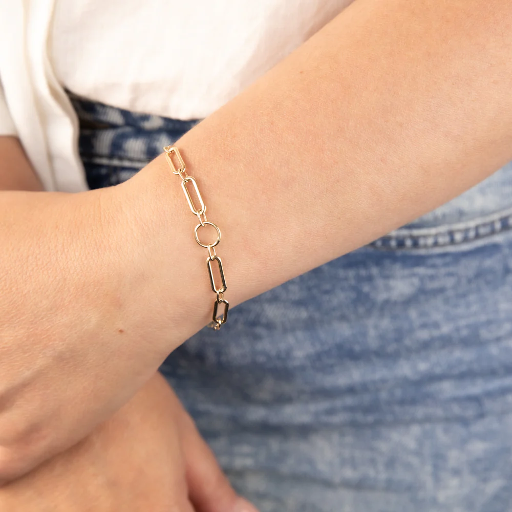 9ct Yellow Gold Graduating Paperclip link 19.1cm Bracelet - Image 3