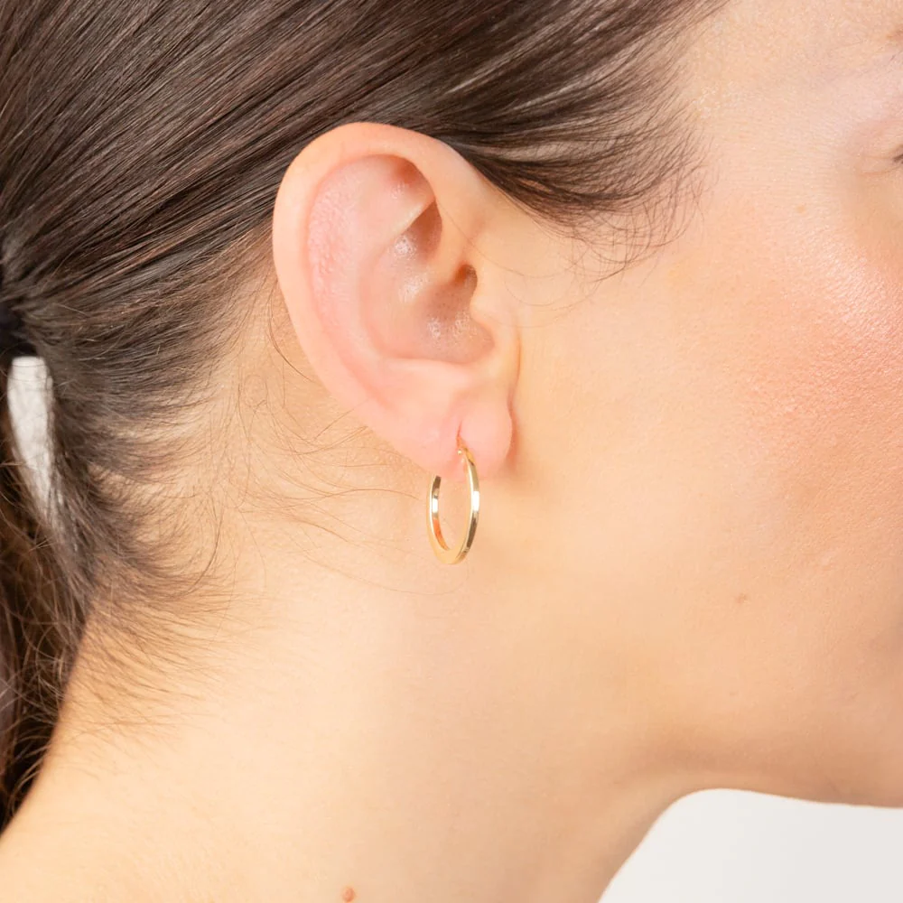 9ct Yellow Gold Greek Key 15mm Hoop Earrings - Image 2
