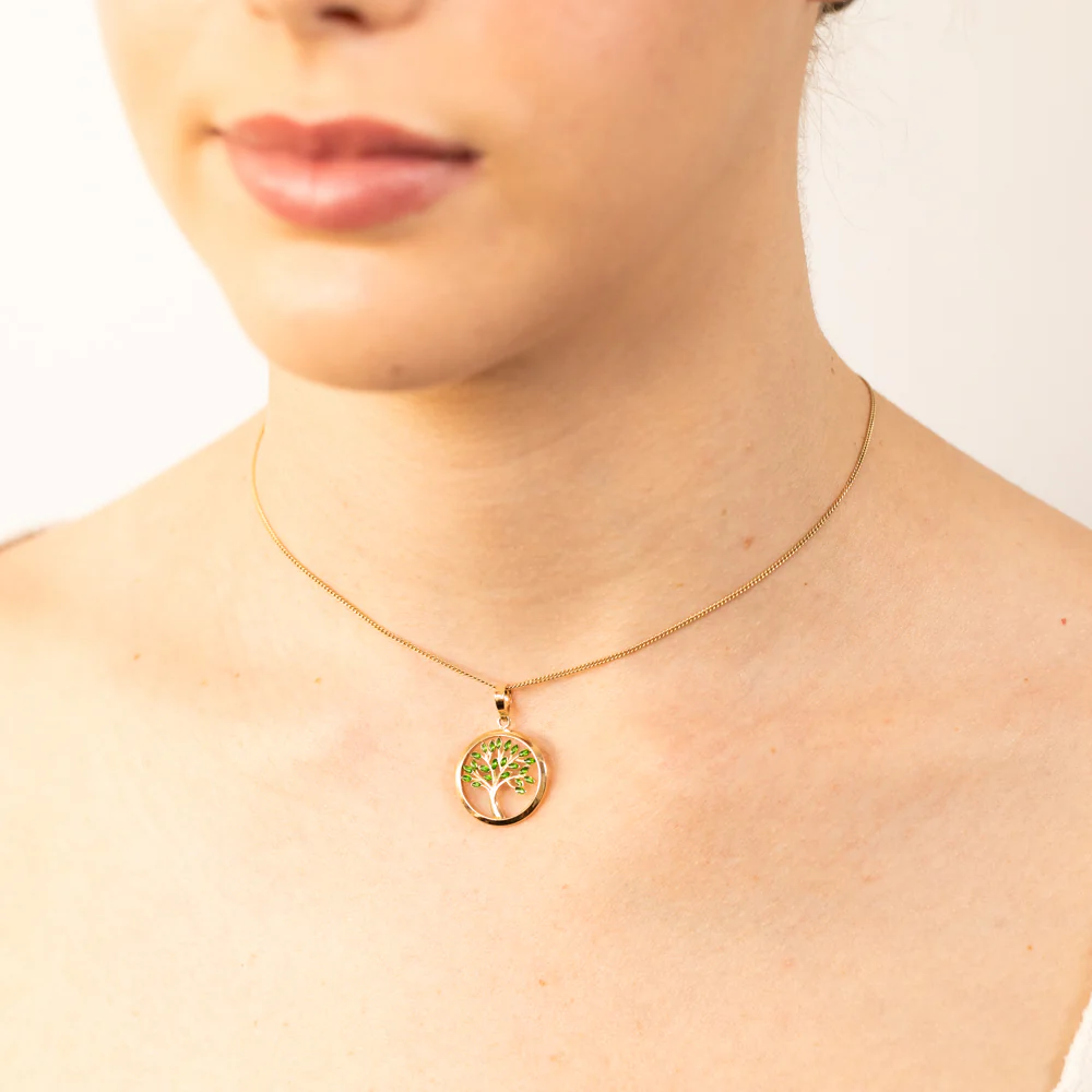 9ct Yellow Gold Green Enamel Tree Of Life Pendant - Image 2