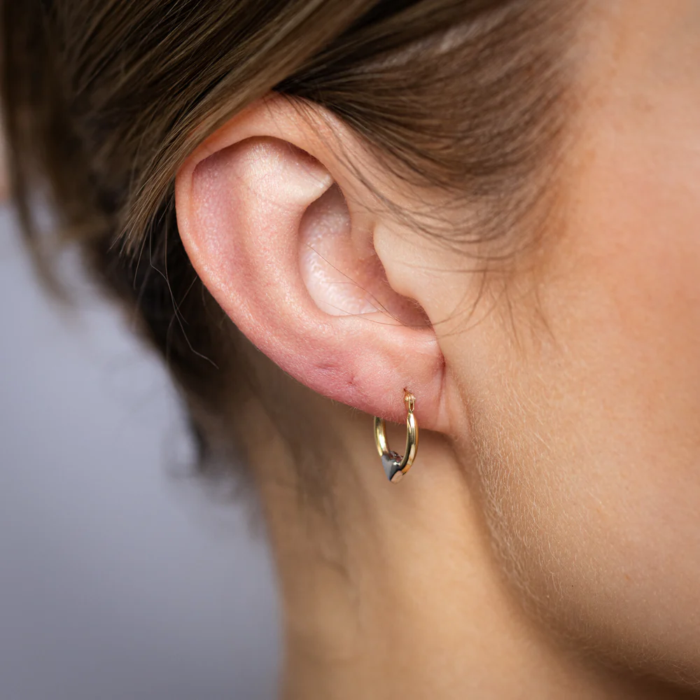 9ct Yellow Gold Heart Creole Hoop Earrings - Image 2