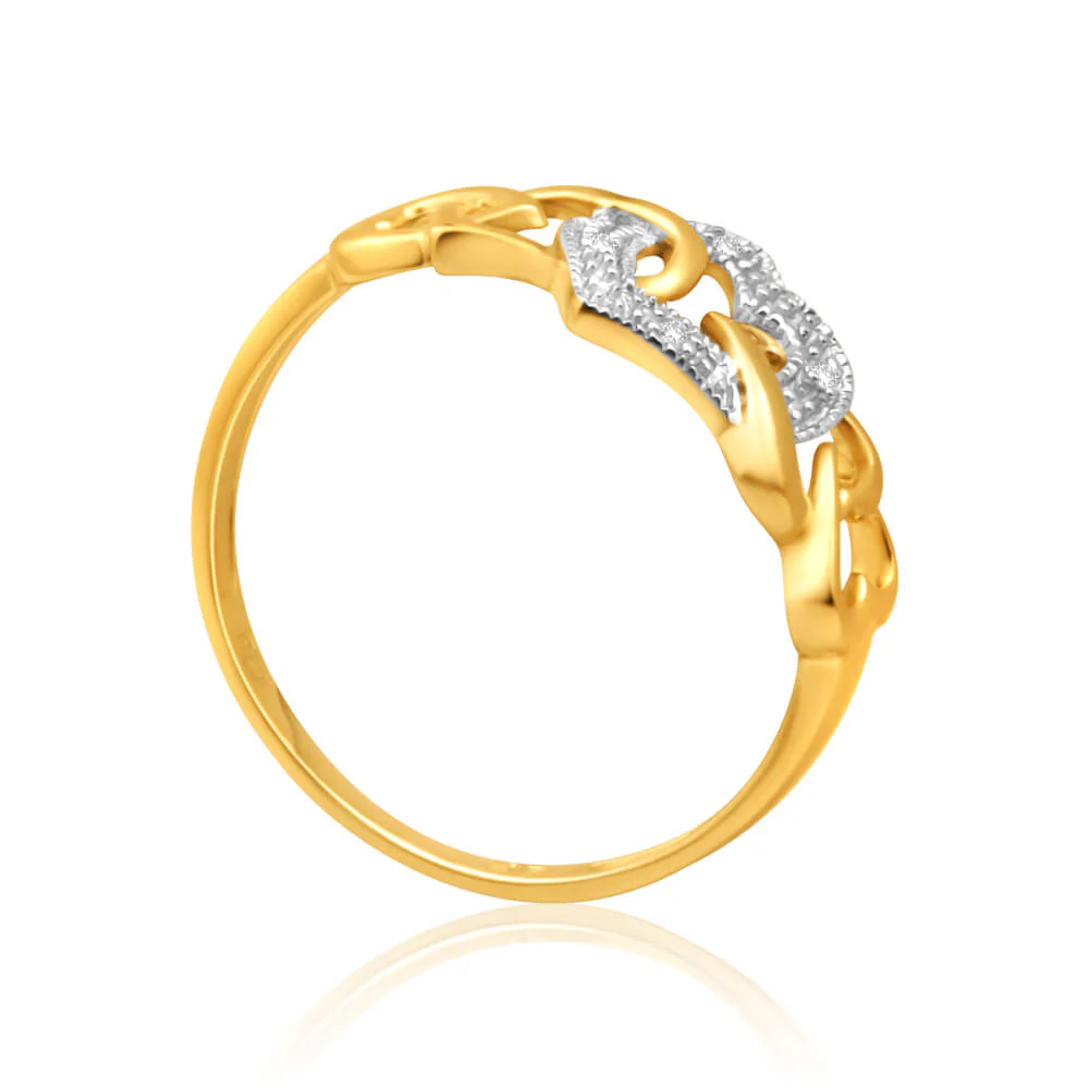 9ct Yellow Gold Heart Shaped Diamond Ring - Image 2