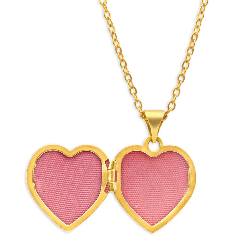 9ct Yellow Gold Heart Shaped Locket with Flower Pattern - Image 2