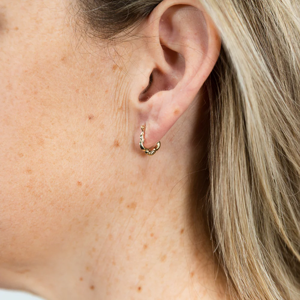 9ct Yellow Gold High Polish Fancy Hoop Earrings - Image 2