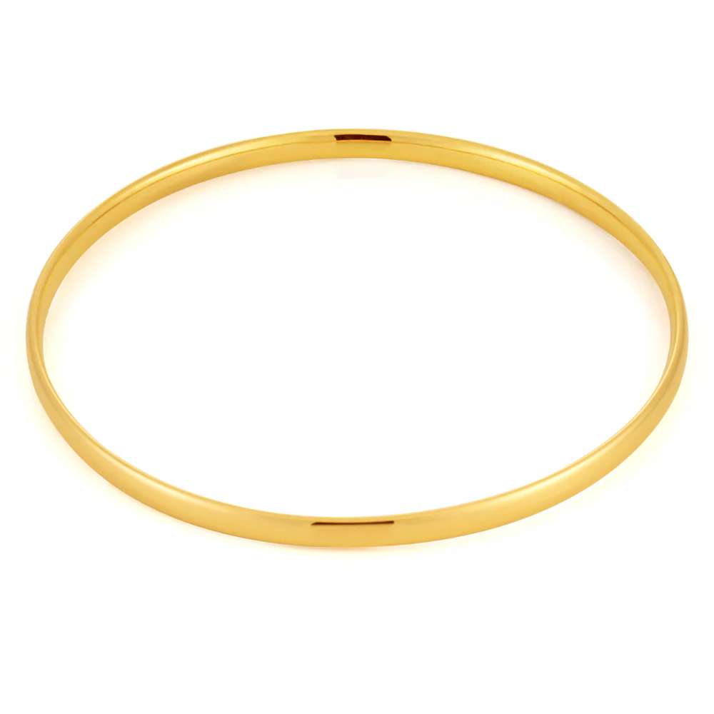 9ct Yellow Gold Hollow 4mm x 65mm Bangle - Image 2