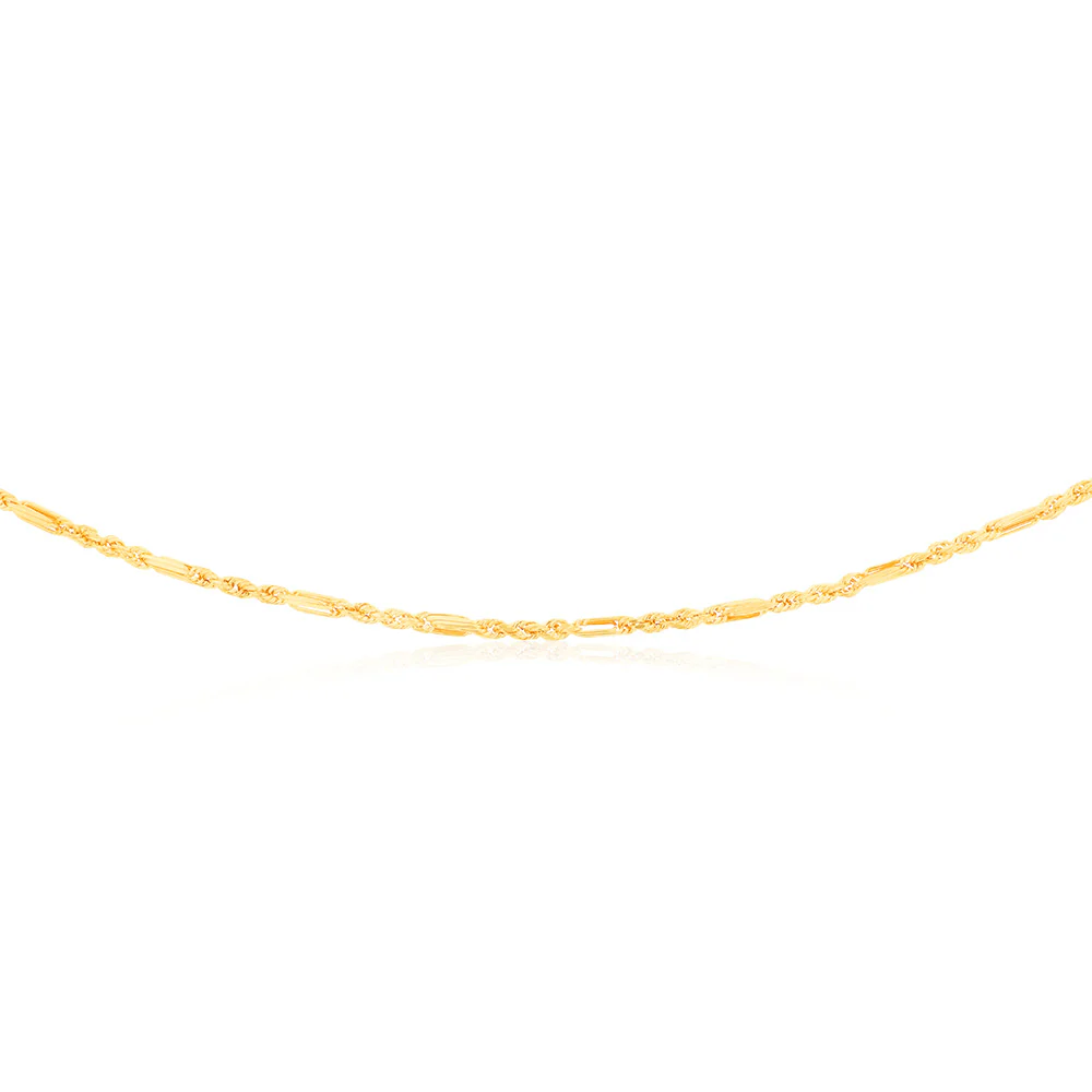 9ct Yellow Gold Hollow Diamond Cut Figarope 46cm Chain - Image 2
