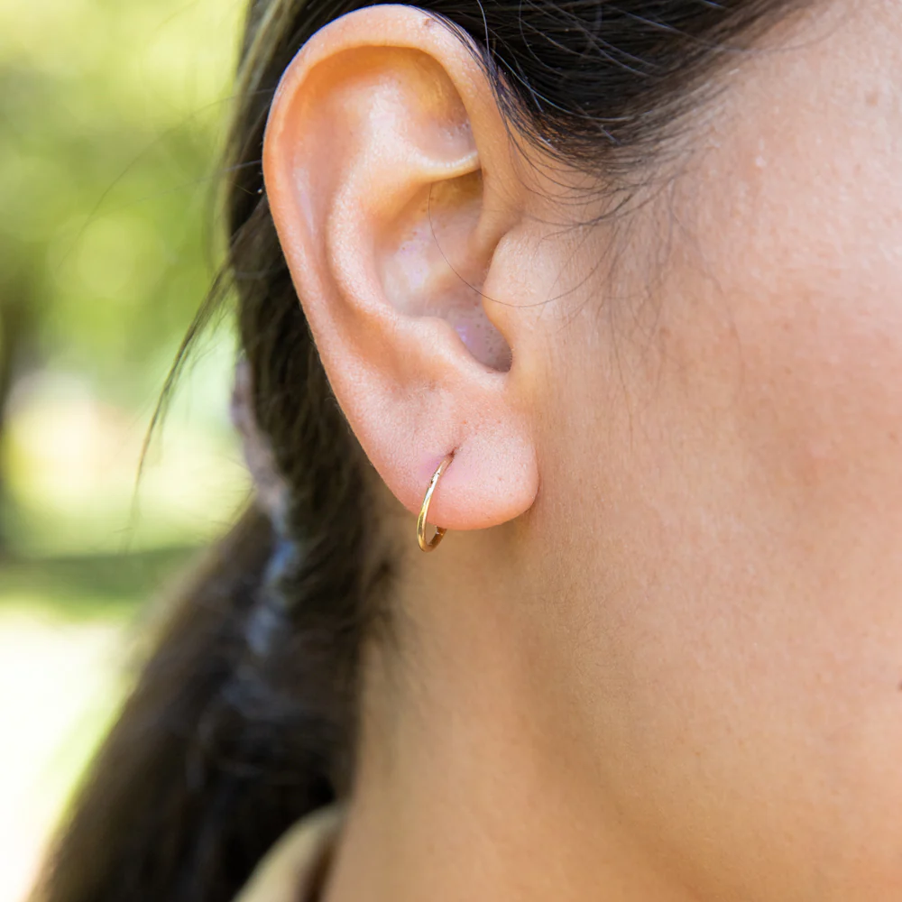 9ct Yellow Gold Hoop 10mm Sleeper Earrings - Image 2
