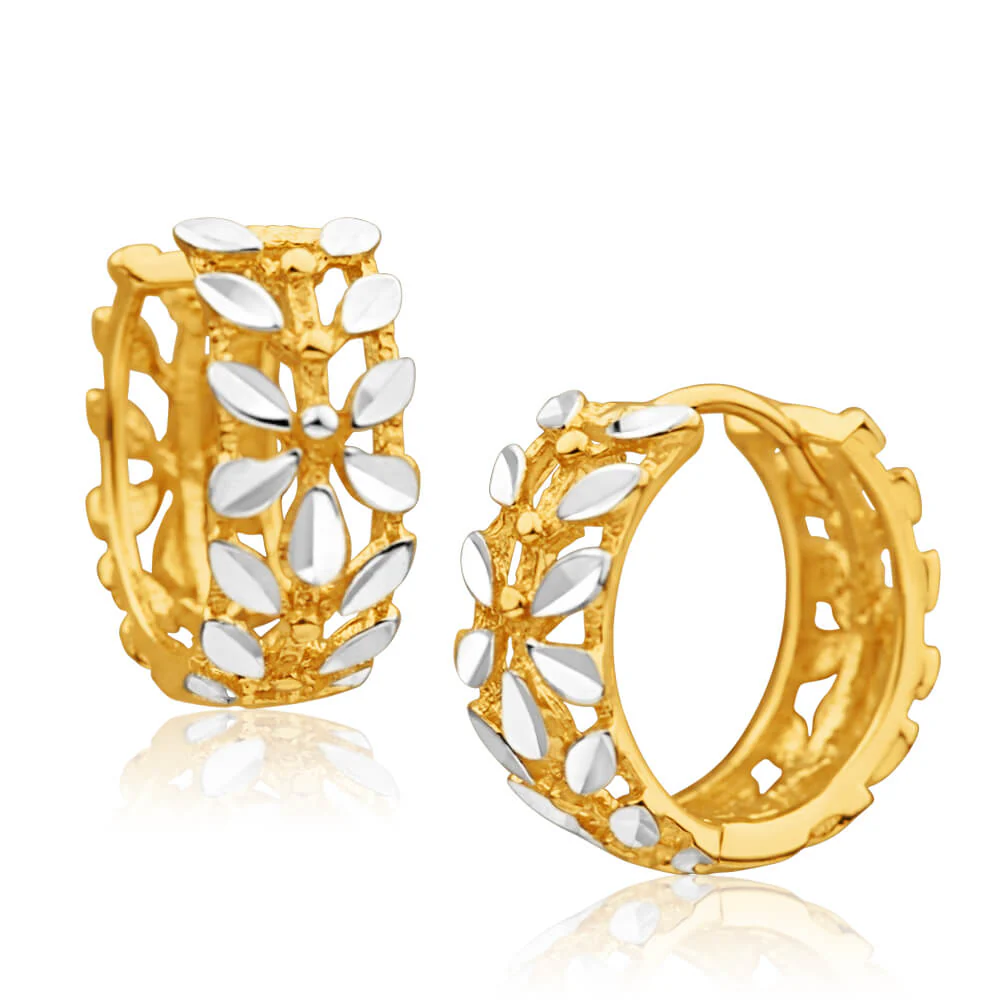 9ct Yellow Gold Hoop Filigree Earrings - Image 2