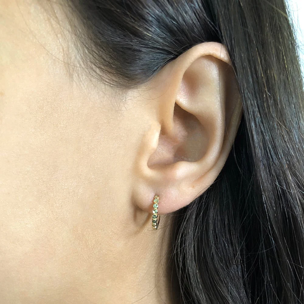 9ct Yellow Gold Hoop Patterned Earrings - Image 2