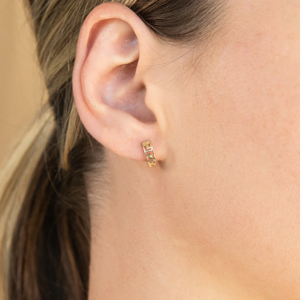 9ct Yellow Gold Huggies Cutout Earrings - Image 2