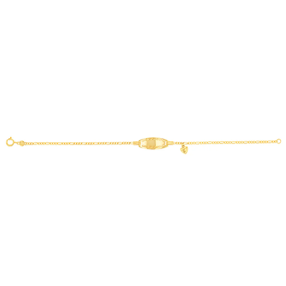 9ct Yellow Gold ID Belcher 16cm Bracelet with Heart Charms - Image 2