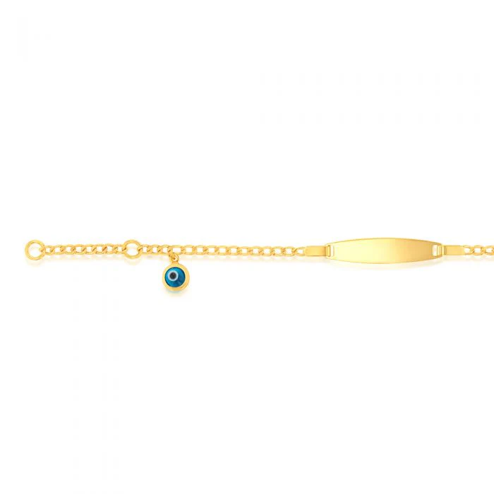 9ct Yellow Gold ID Evil Eye Curb Bracelet - Image 2
