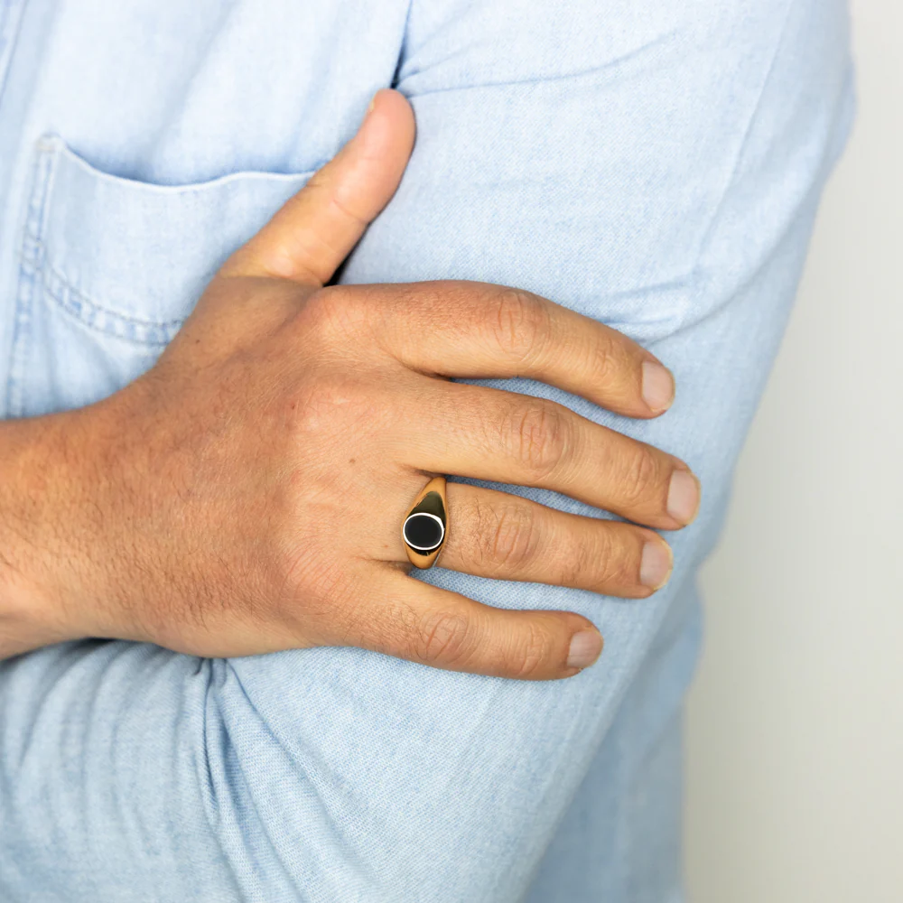 9ct Yellow Gold in 0.64 Carat Agate Gents Ring - Image 3