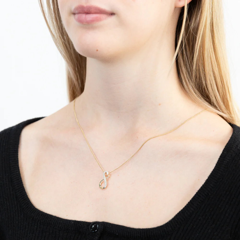 9ct Yellow Gold Infinite Love Diamond Pendant - Image 2