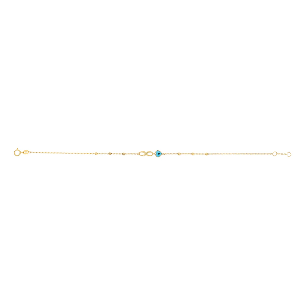 9ct Yellow Gold Infinity Evil Eye 19cm Bracelet - Image 2