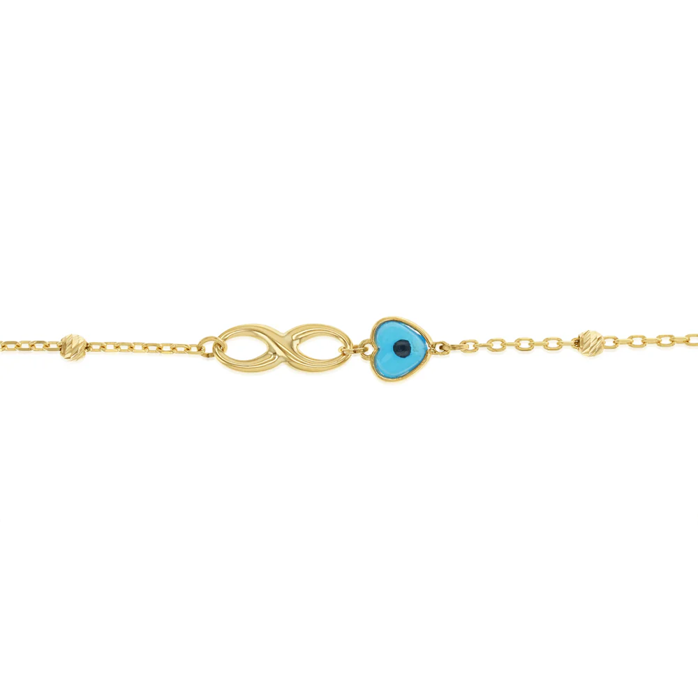 9ct Yellow Gold Infinity Evil Eye 19cm Bracelet - Image 3