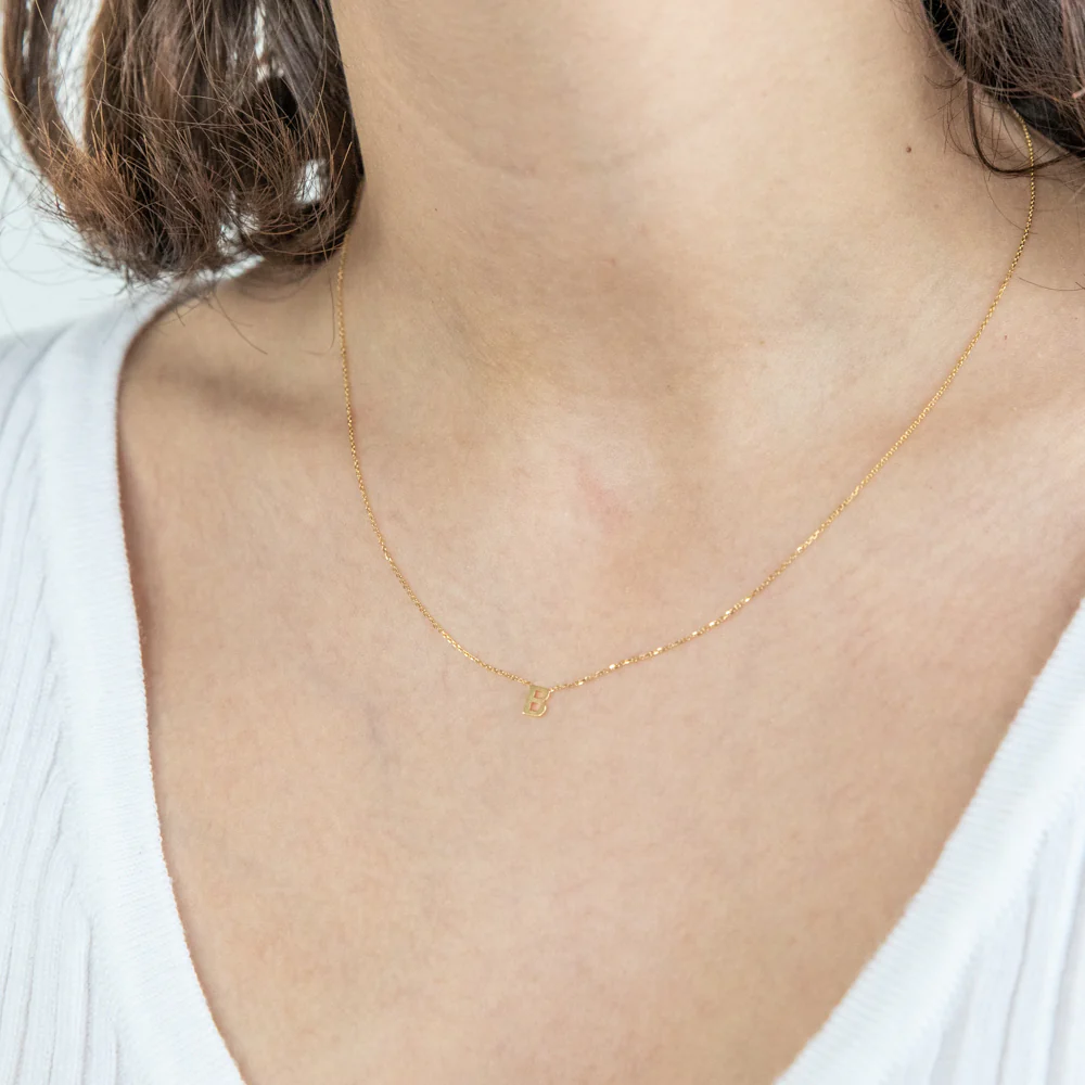 9ct Yellow Gold Initial "B" Pendant on 43cm Chain - Image 2
